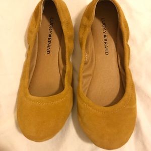 Lucky Brand Suede Emmie Flats, Golden Root, sz 8M